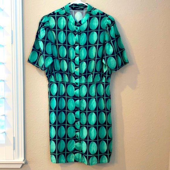 Zara Mini Dress Circles Dots Button Down Women's Size Medium - Picture 5 of 6